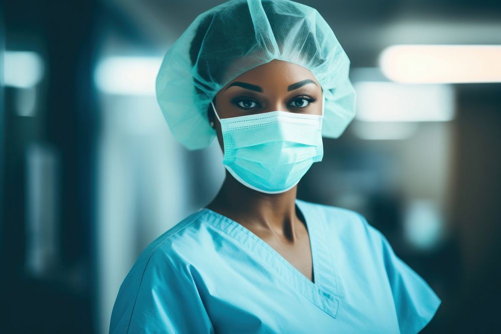 African american female hospital portrait surgeon. AI generated Image by rawpixel.