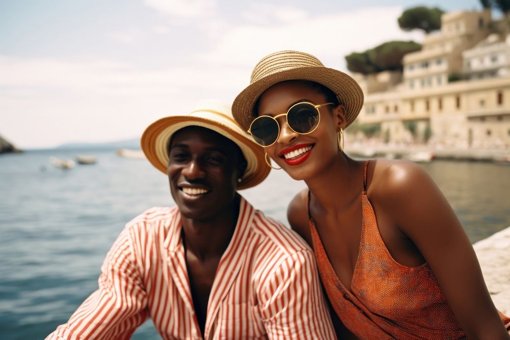 Black couple portrait photography sunglasses. AI generated Image by rawpixel.