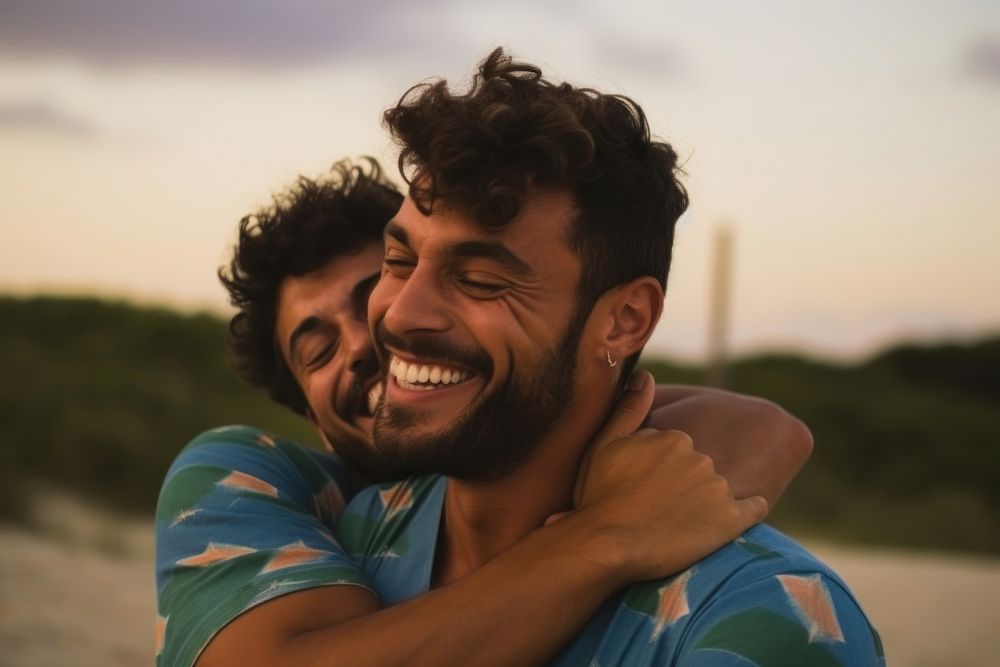 Brazilian gay couple portrait romance adult. AI generated Image by rawpixel.