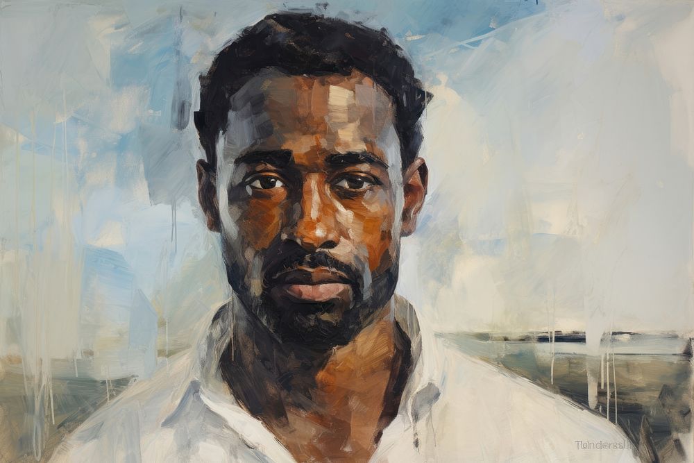 Oil painting of a black man portrait adult art. AI generated Image by rawpixel.