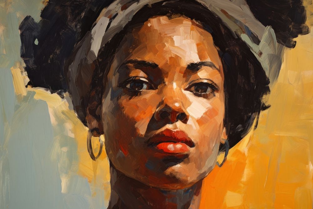 Oil painting of a black woman portrait adult art. AI generated Image by rawpixel.