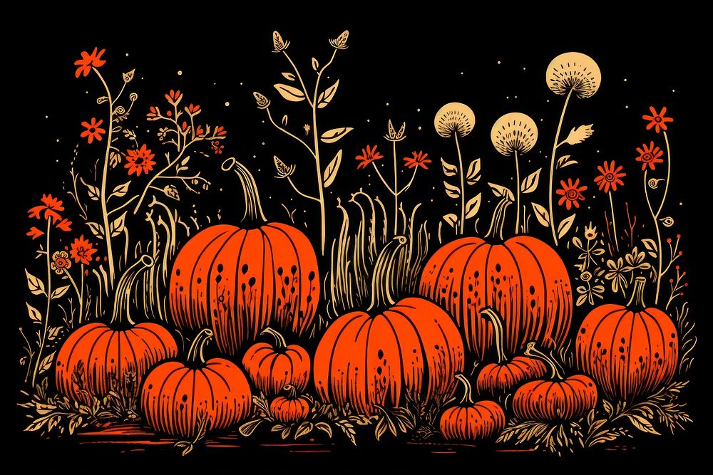 Pumpkin border vegetable halloween nature. AI generated Image by rawpixel.