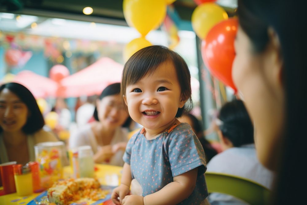 1st birthday party of Malaysian portrait person child. AI generated Image by rawpixel.