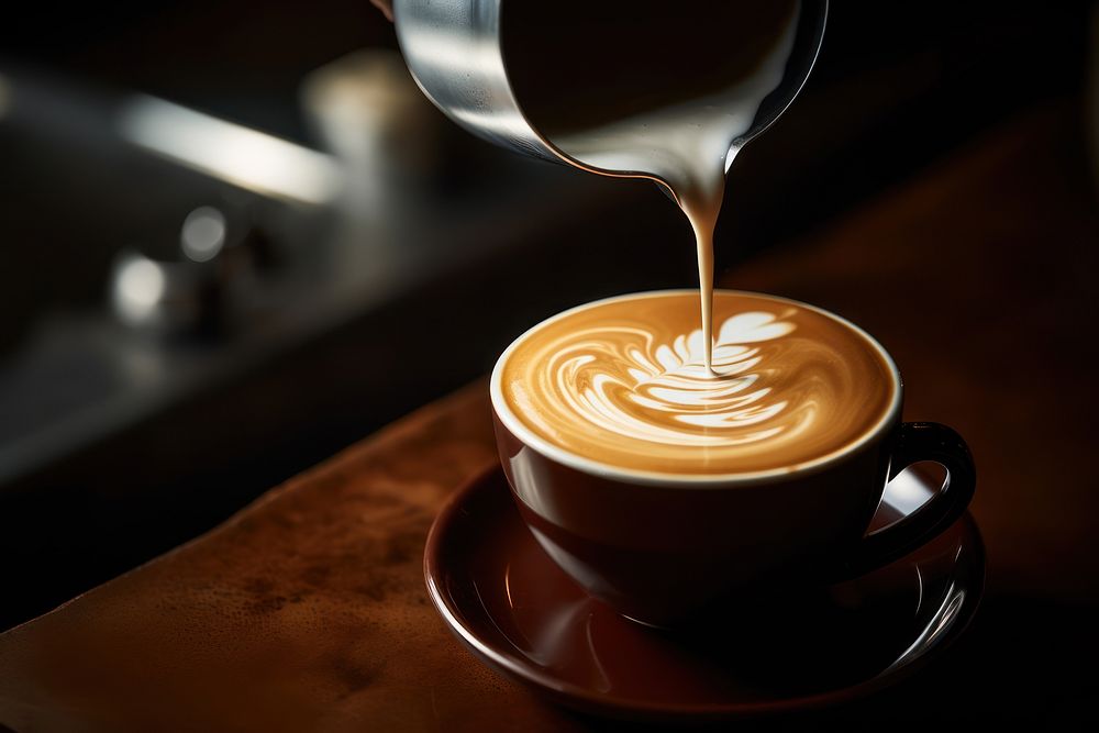 Barista coffee pouring drink. AI generated Image by rawpixel.