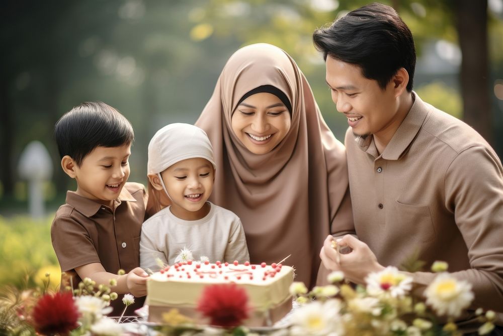 Indonesian birthday family child cake dessert. AI generated Image by rawpixel.