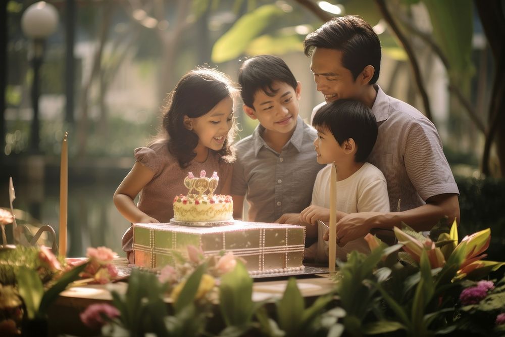 Indonesian birthday family child cake dessert. AI generated Image by rawpixel.
