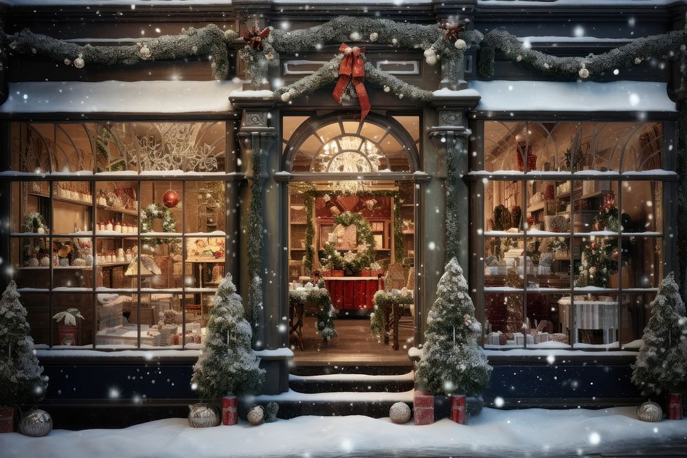 Shop front christmas plant shop. AI generated Image by rawpixel.