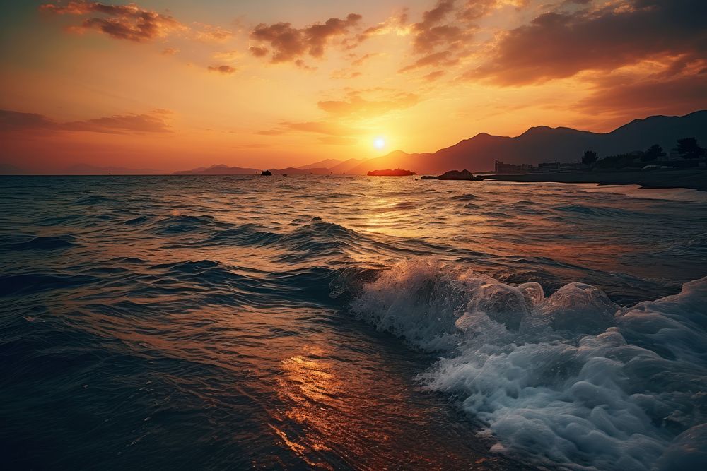 Sea landscape sunset outdoors horizon. AI generated Image by rawpixel.