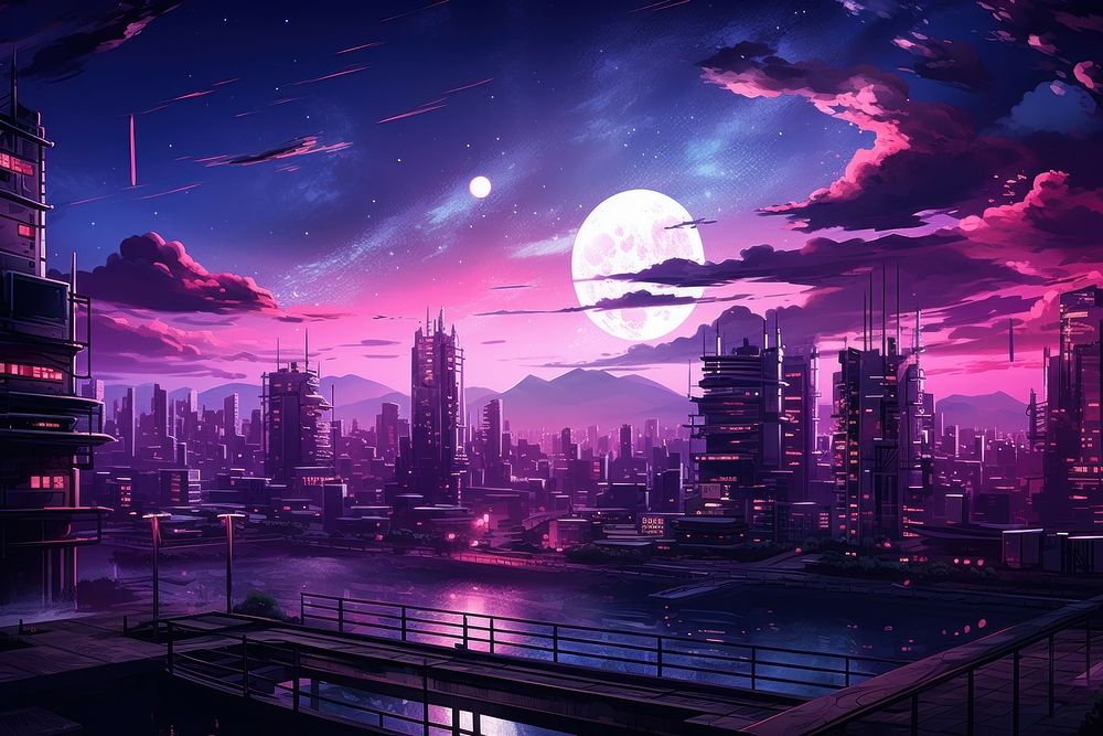 Cyberpunk cityscape architecture astronomy landscape. | Premium Photo ...