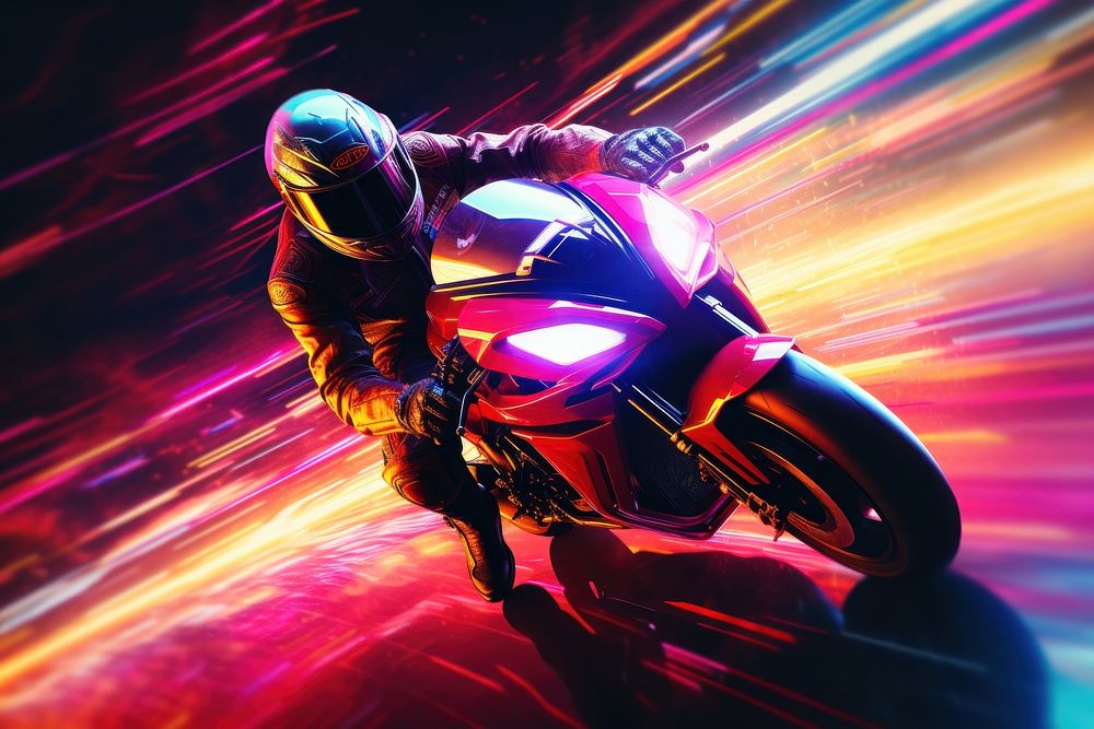 Motorbike race vehicle motorcycle helmet. AI generated Image by rawpixel.