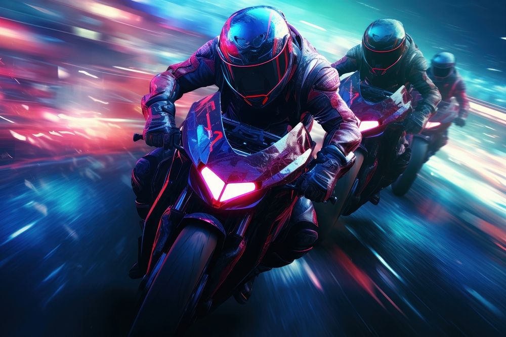 Motorbike race vehicle motorcycle racing. AI generated Image by rawpixel.