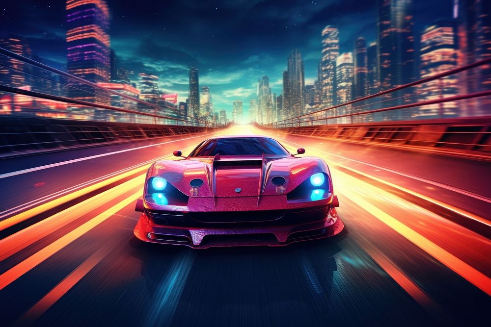 Electric vehicle race architecture cityscape speed. AI generated Image by rawpixel.