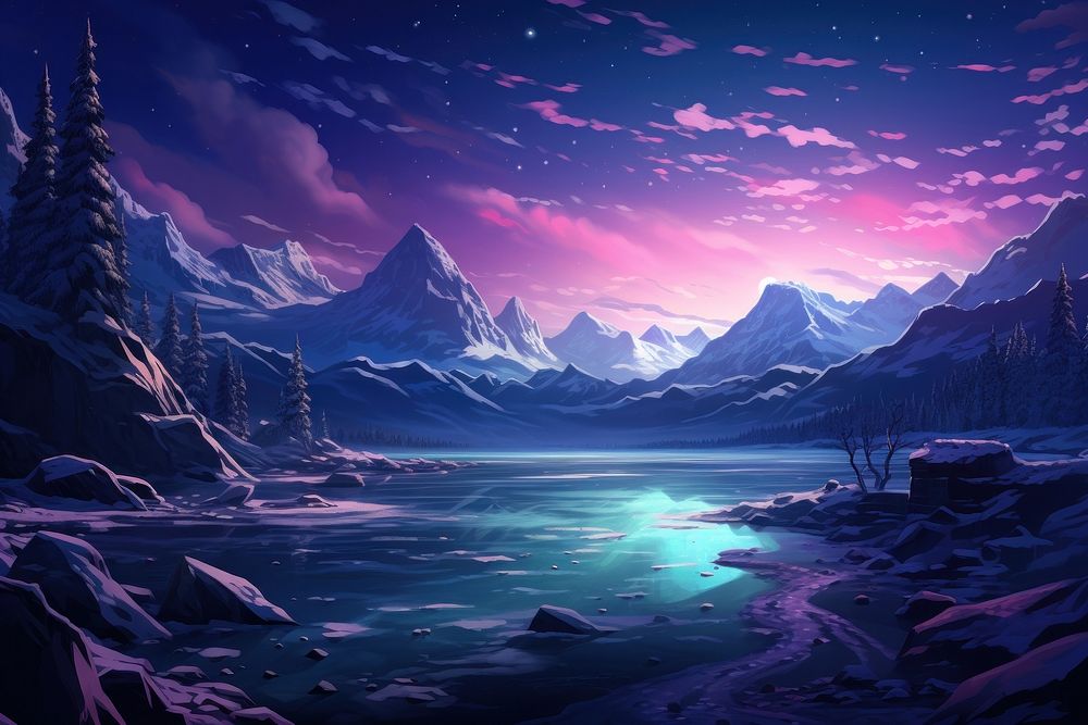 Ice lake landscape outdoors nature. AI generated Image by rawpixel.