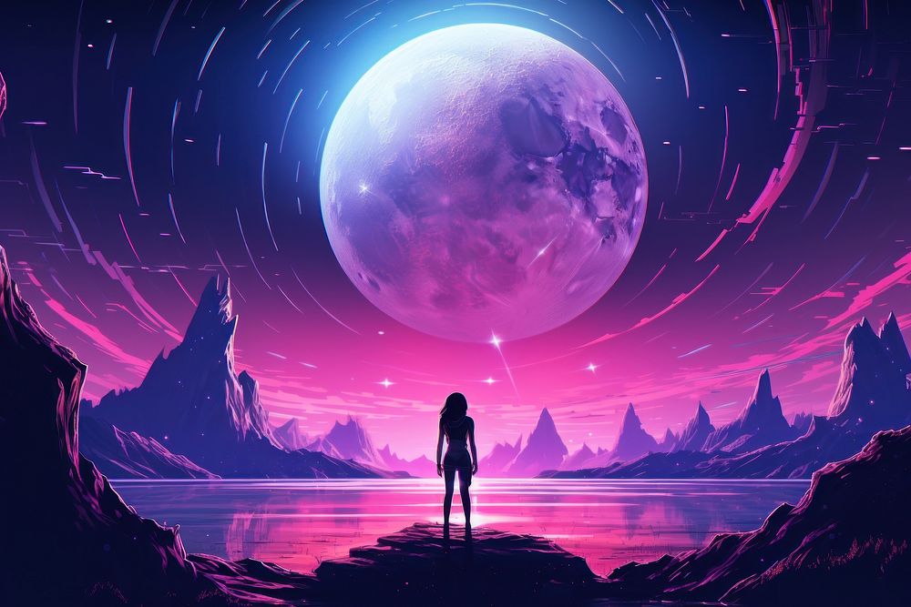 Discovering a planet astronomy nature purple. AI generated Image by rawpixel.