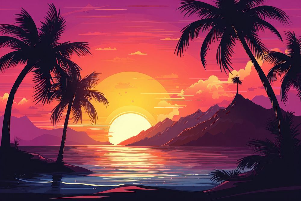 Sunset beachscape landscape sunlight outdoors. AI generated Image by rawpixel.