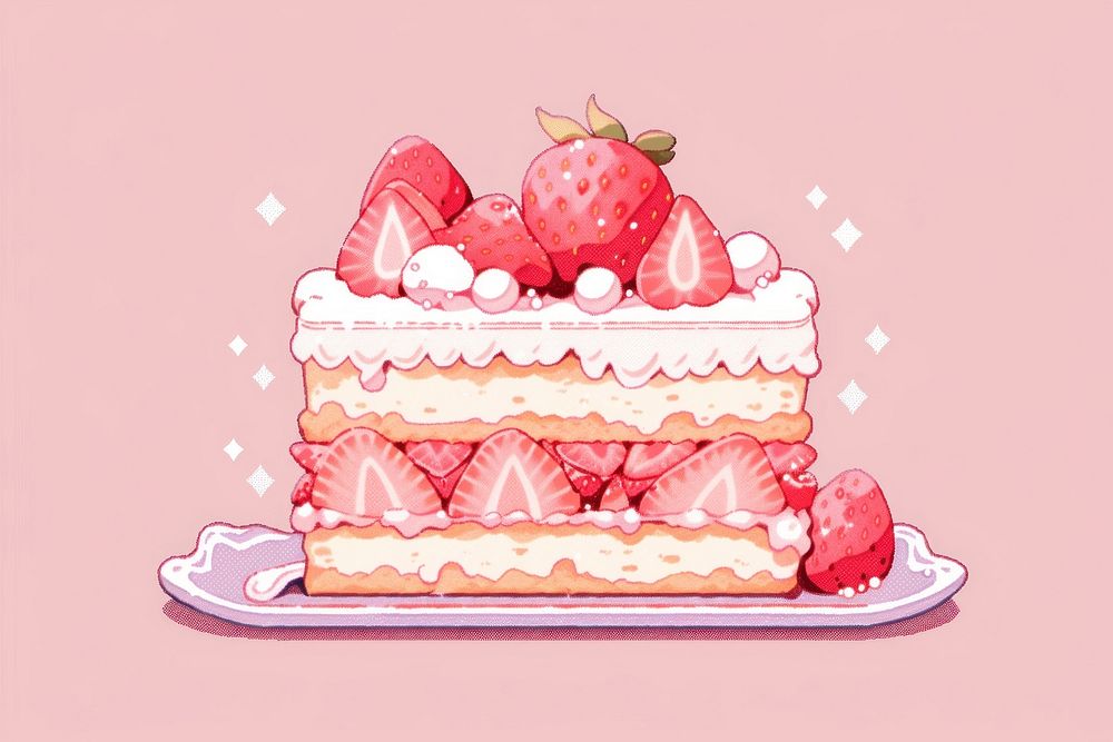Strawberry cake dessert fruit cream. AI generated Image by rawpixel.