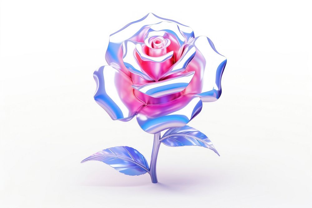 3d cartoon rose flower plant white background. AI generated Image by rawpixel.