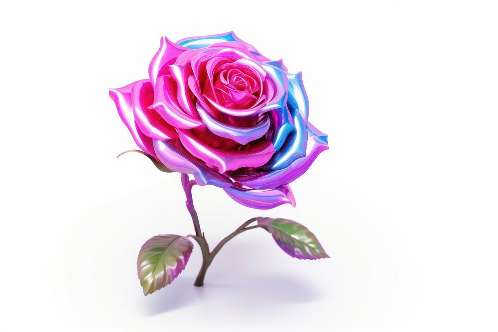 3d cartoon rose flower plant white background. AI generated Image by rawpixel.