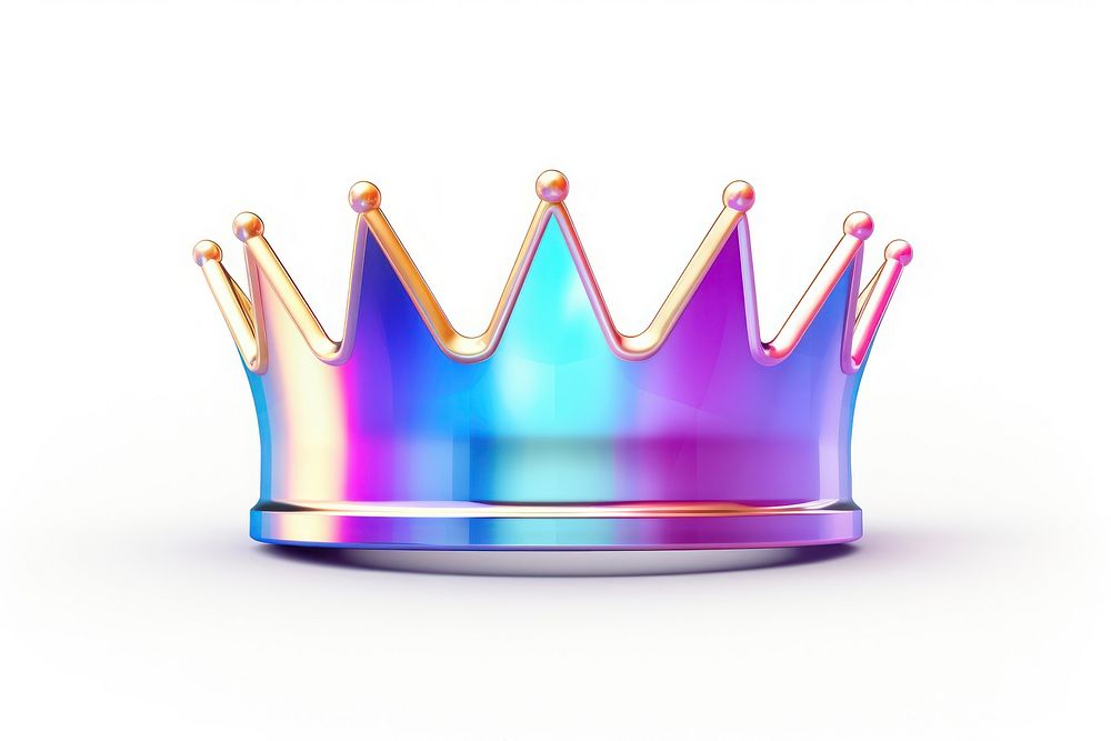 Holographic style crown gold white background. AI generated Image by rawpixel.