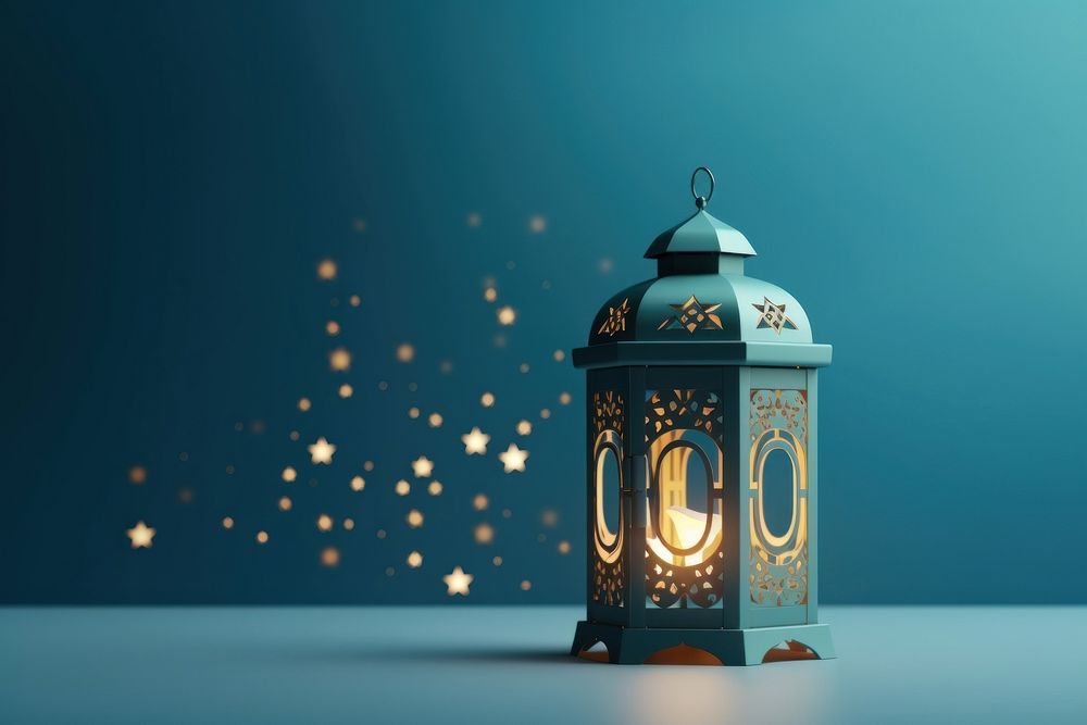 Islamic lantern outdoors blue. AI generated Image by rawpixel.