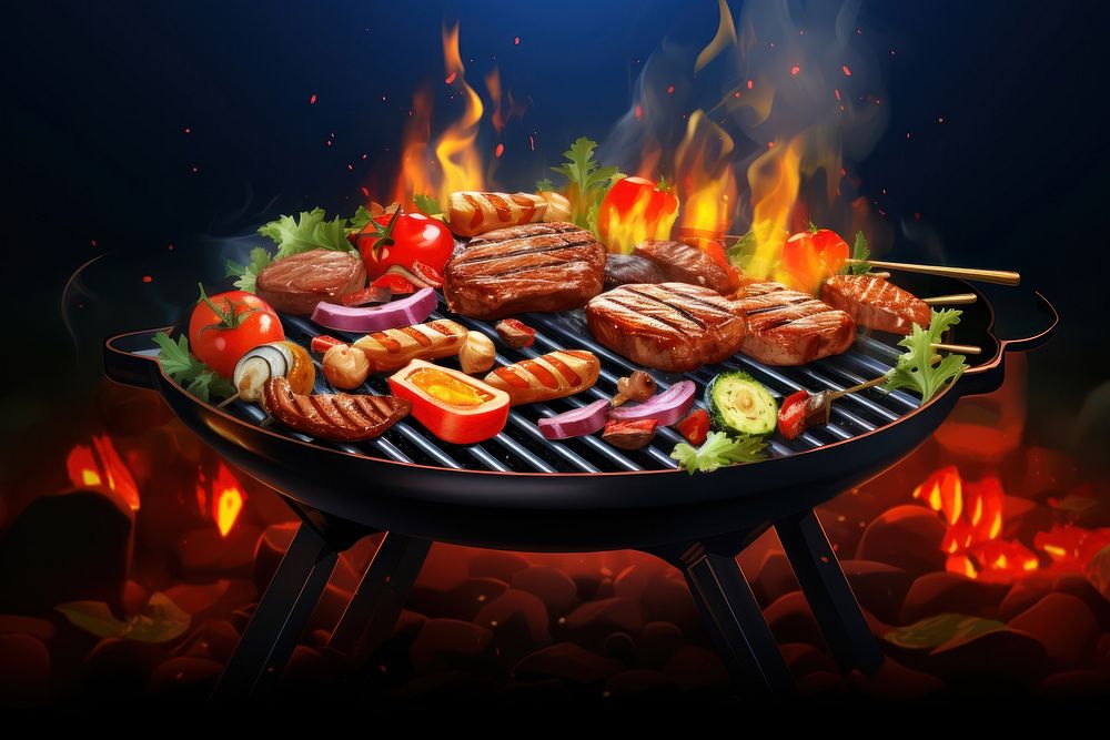 BBQ Grill cooking vegetable grilling. AI generated Image by rawpixel.