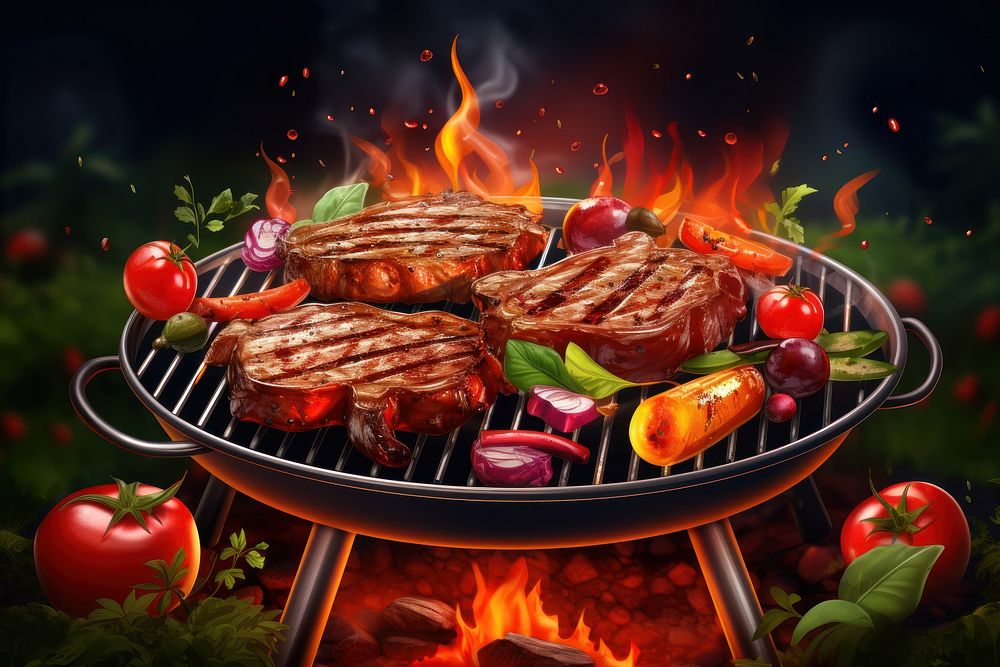 BBQ Grill cooking vegetable grilling. AI generated Image by rawpixel.