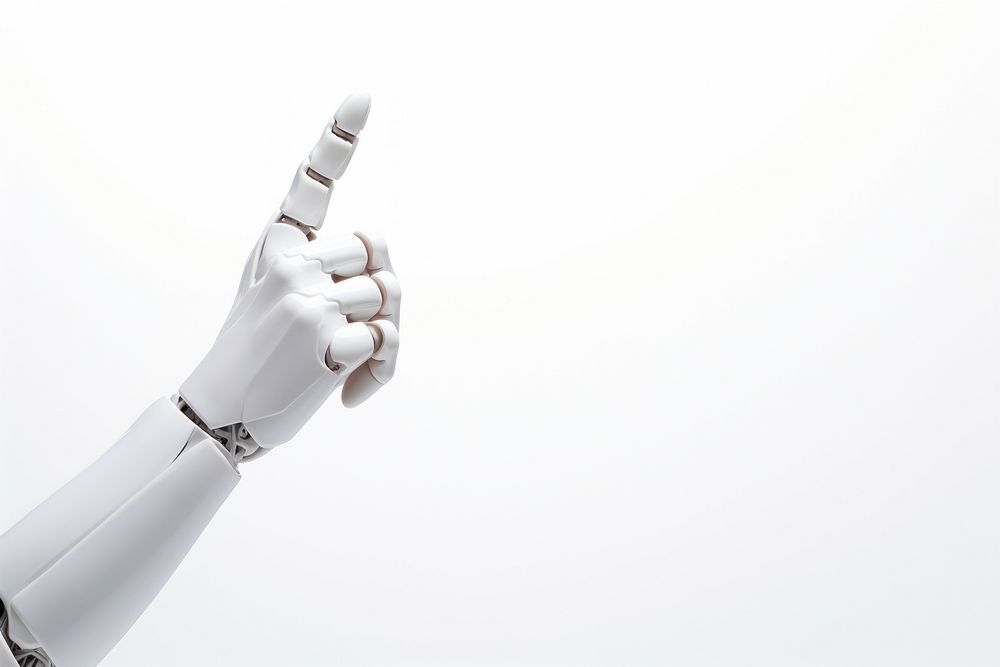 3d robot hand holding a white sign technology finger clothing. AI generated Image by rawpixel.