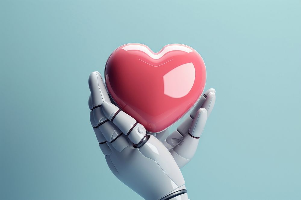 3d robot hand holding a cute heart technology cartoon symbol. AI generated Image by rawpixel.