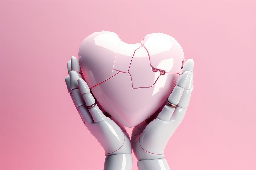 3d robot hand holding a cute heart appliance science cartoon. AI generated Image by rawpixel.