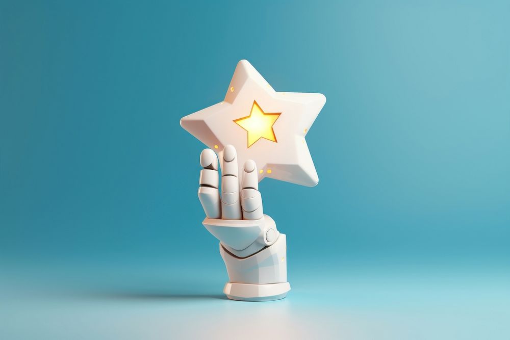 3d robot hand holding a cute star shape technology representation illuminated. AI generated Image by rawpixel.