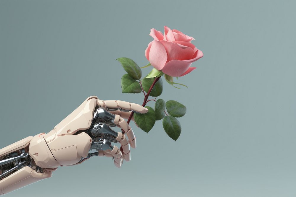 3d robot hand holding flower | Premium Photo - rawpixel
