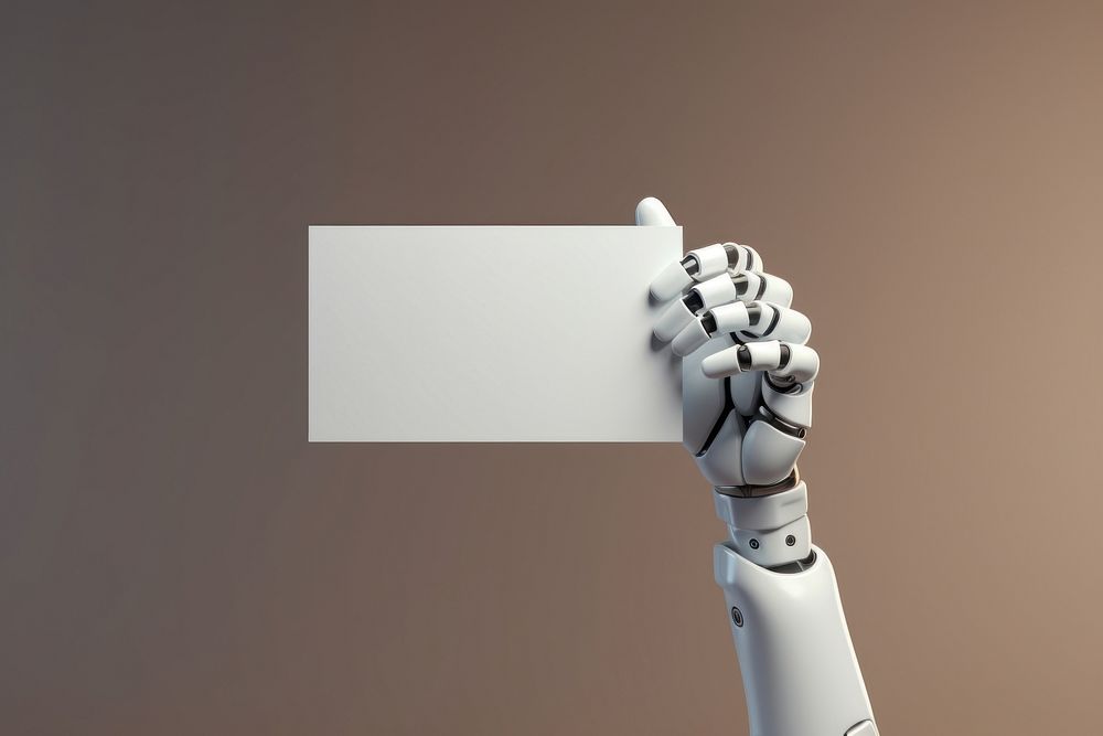 3d robot hand holding a paper label technology cleaning person. AI generated Image by rawpixel.