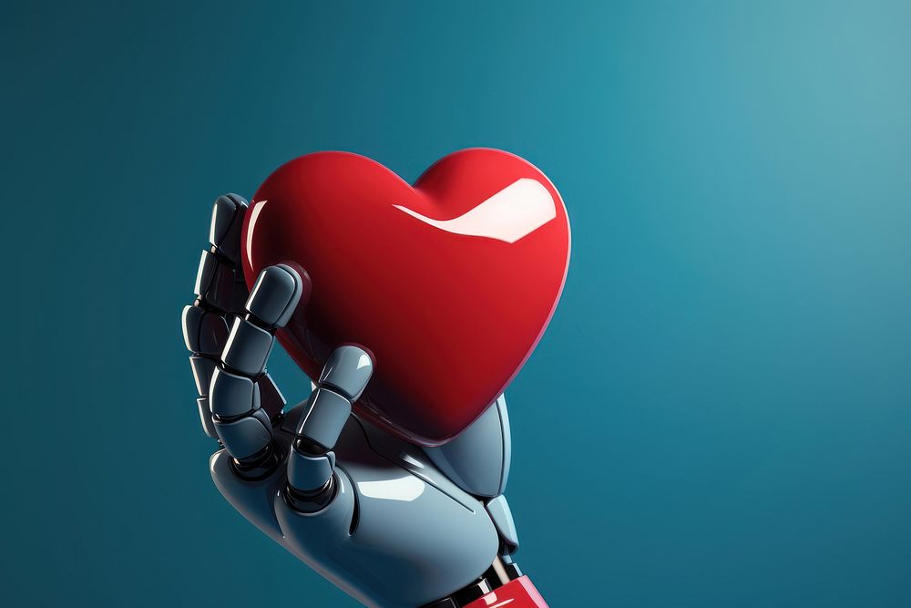 3d robot hand holding a red heart technology cartoon sports. AI generated Image by rawpixel.