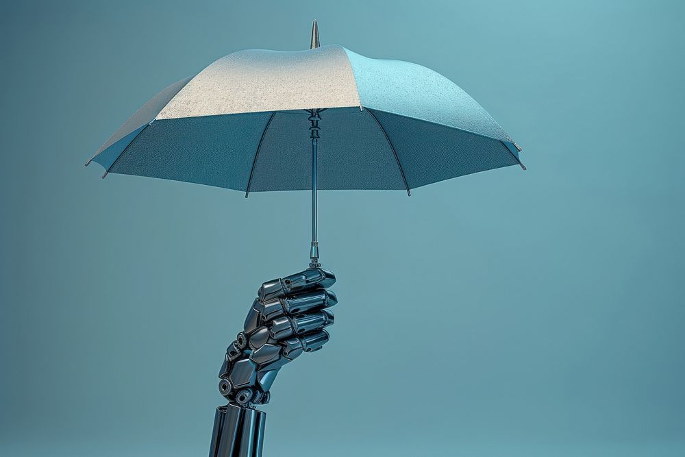 3d robot hand holding an umbrella technology architecture protection. AI generated Image by rawpixel.