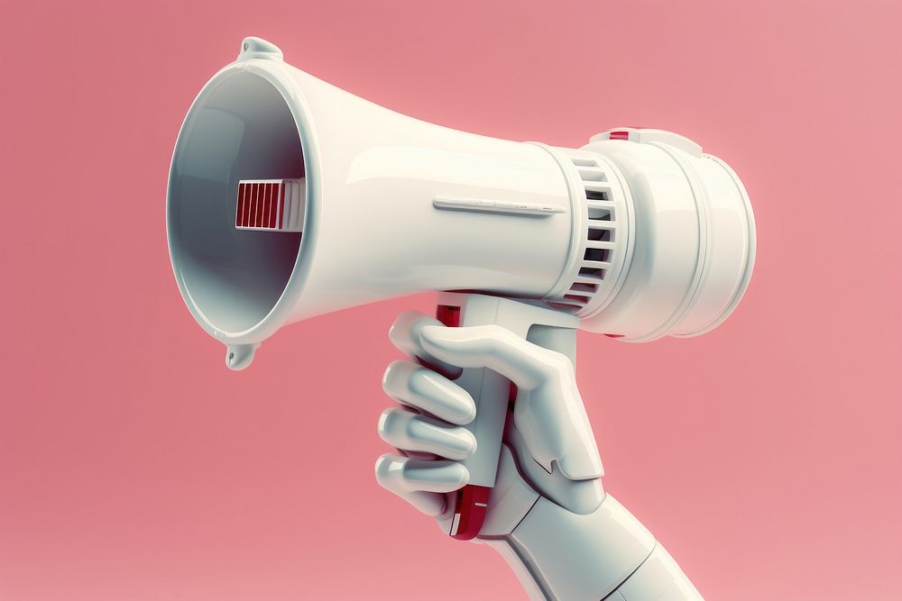3d robot hand holding megaphone technology surveillance electronics. AI generated Image by rawpixel.