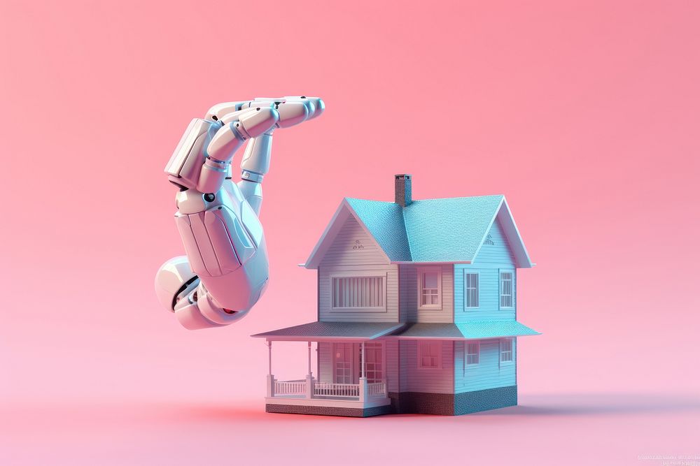 3d robot hand holidng a house toy technology architecture building. AI generated Image by rawpixel.