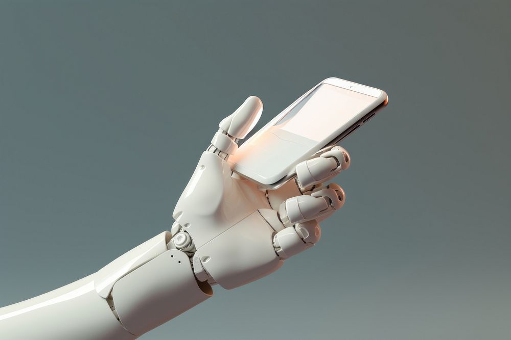 3d robot hand with phone technology electronics telephone. AI generated Image by rawpixel.