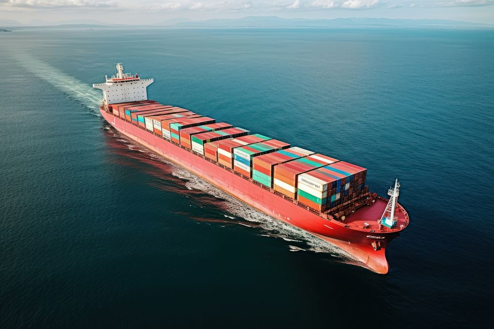 Container ship vehicle ocean boat. AI generated Image by rawpixel.