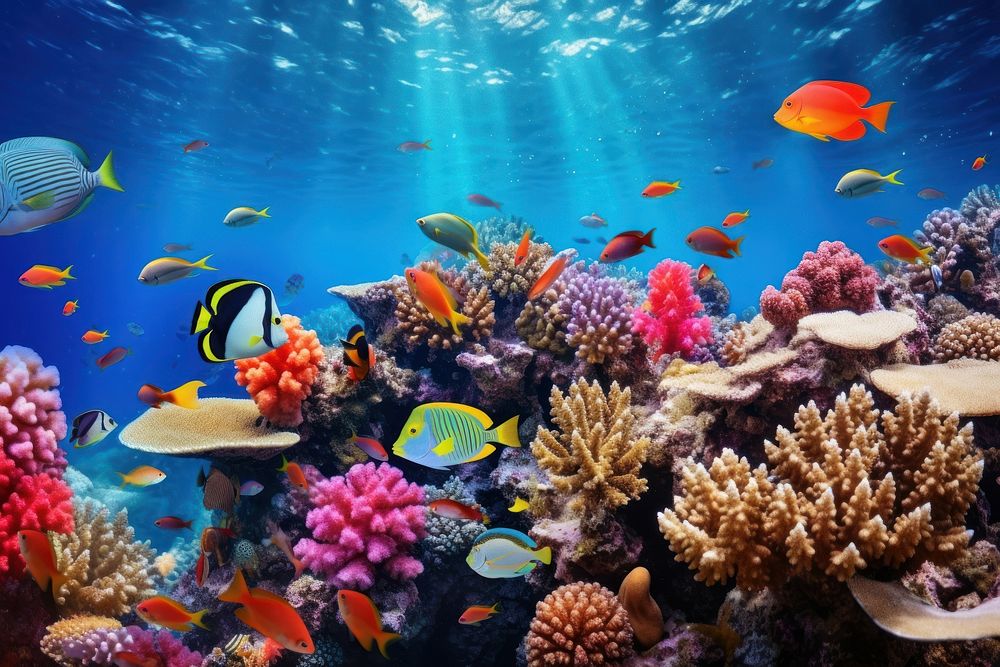 Sea underwater fishes aquarium nature ocean. AI generated Image by rawpixel.