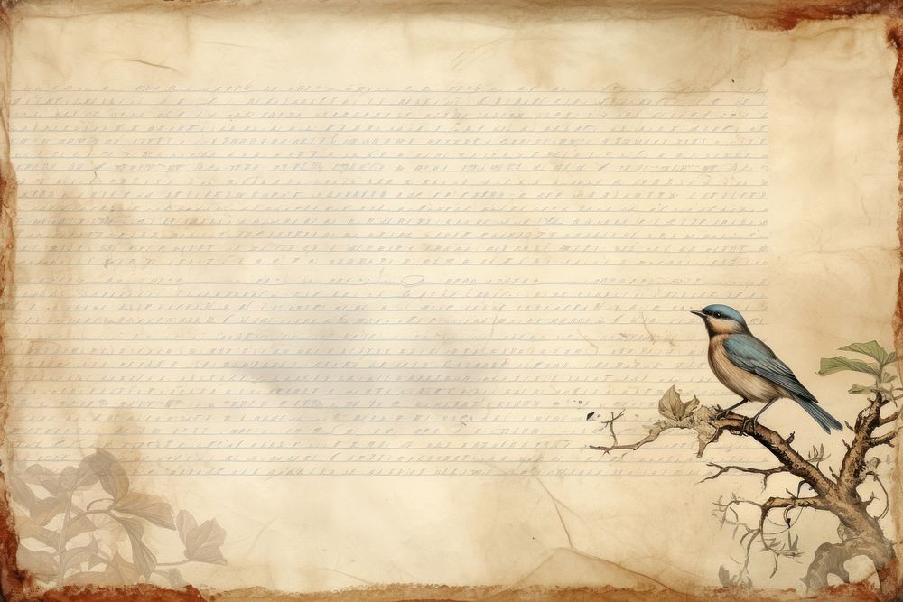Page with old style paper on it bird backgrounds weathered. AI generated Image by rawpixel.