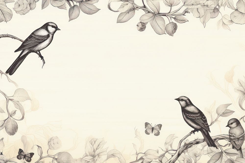 Page with old style paper on it drawing bird pattern. AI generated Image by rawpixel.