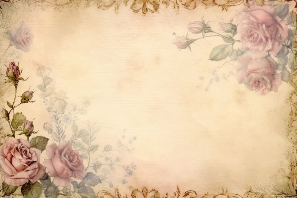 Page with old style paper on it flower rose backgrounds. AI generated Image by rawpixel.