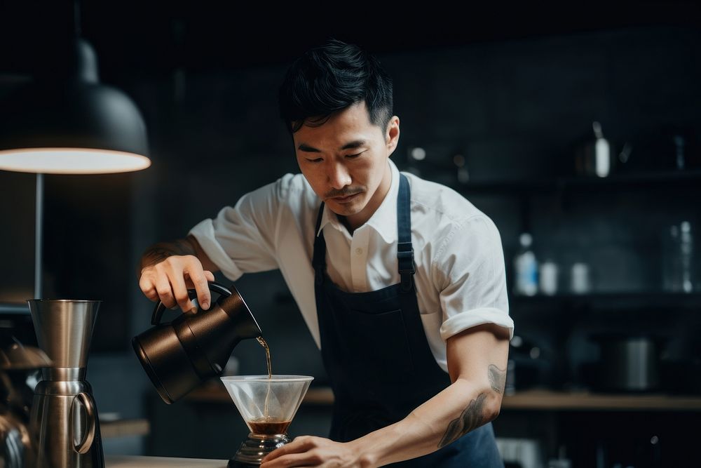 Barista adult chef concentration. AI generated Image by rawpixel.