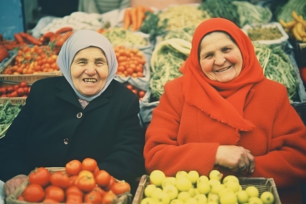 European women market vegetable cheerful. AI generated Image by rawpixel.