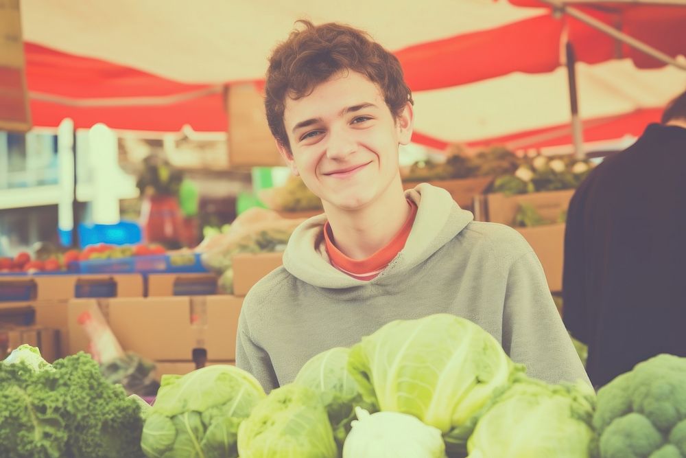 Young teen vegetable selling market. AI generated Image by rawpixel.