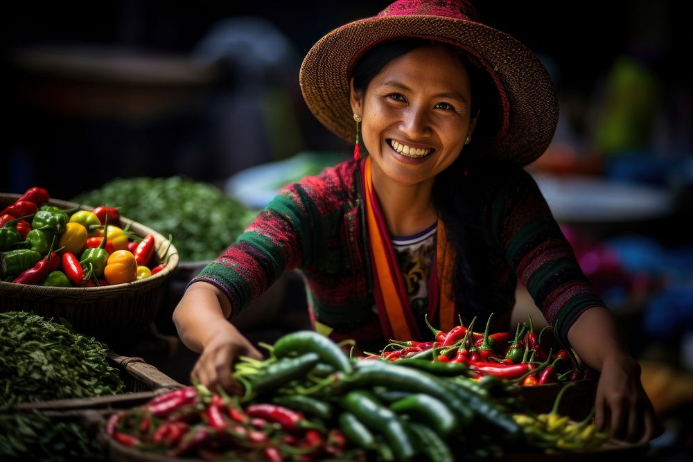 Fresh vegetable cheerful selling market. AI generated Image by rawpixel.