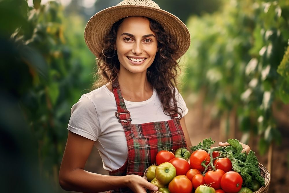 Harvesting vegetables gardening cheerful outdoors. AI generated Image by rawpixel.