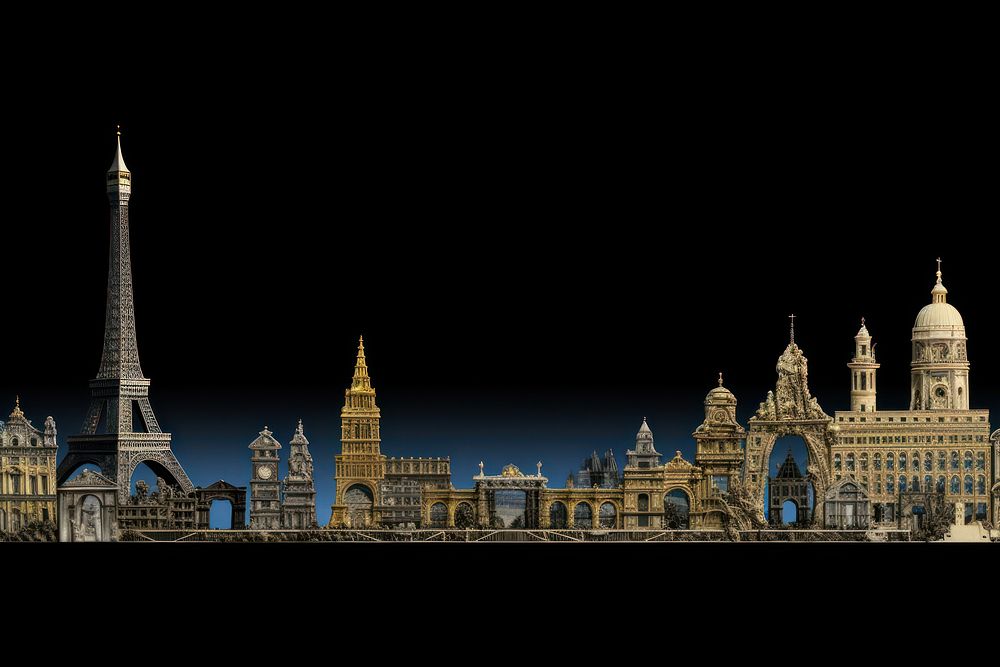Europe landmarks falling architecture metropolis building. AI generated Image by rawpixel.