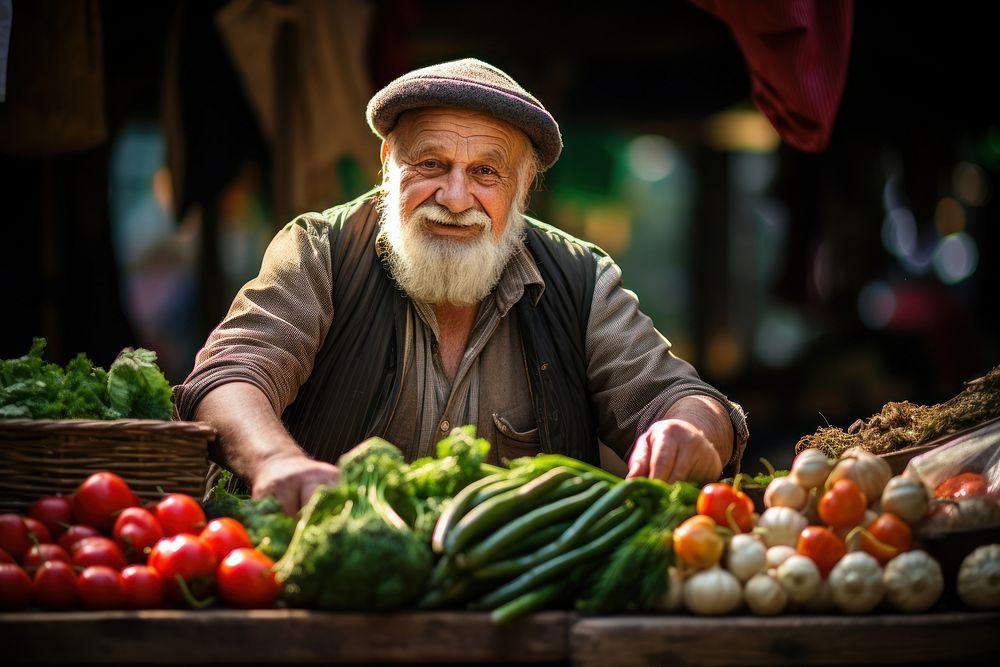 Fresh vegetable market selling adult. 