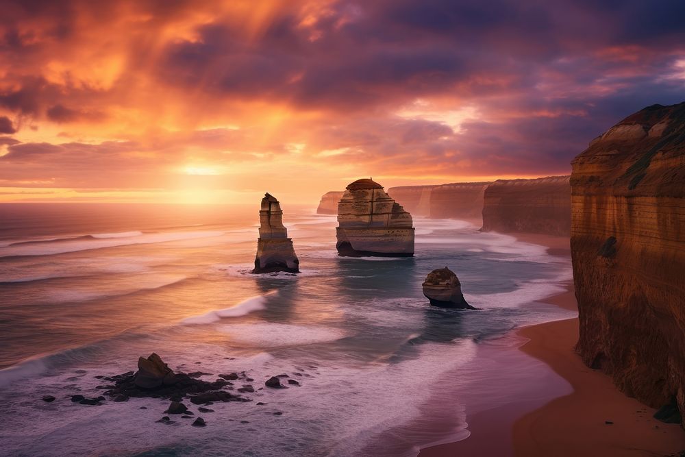 12 Apostles landscape outdoors horizon. AI generated Image by rawpixel.